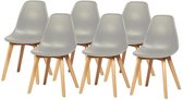 SACHA Set van 6 Hevea-stoelen - grijs - B 46 x D 53 x H 82
