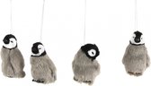 House Of Seasons Kersthanger Pinguin 6x4,5x9cm Textiel Grijs