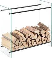 Brandhoutrek houtopslag gehard glas metaal 80x35x80 cm