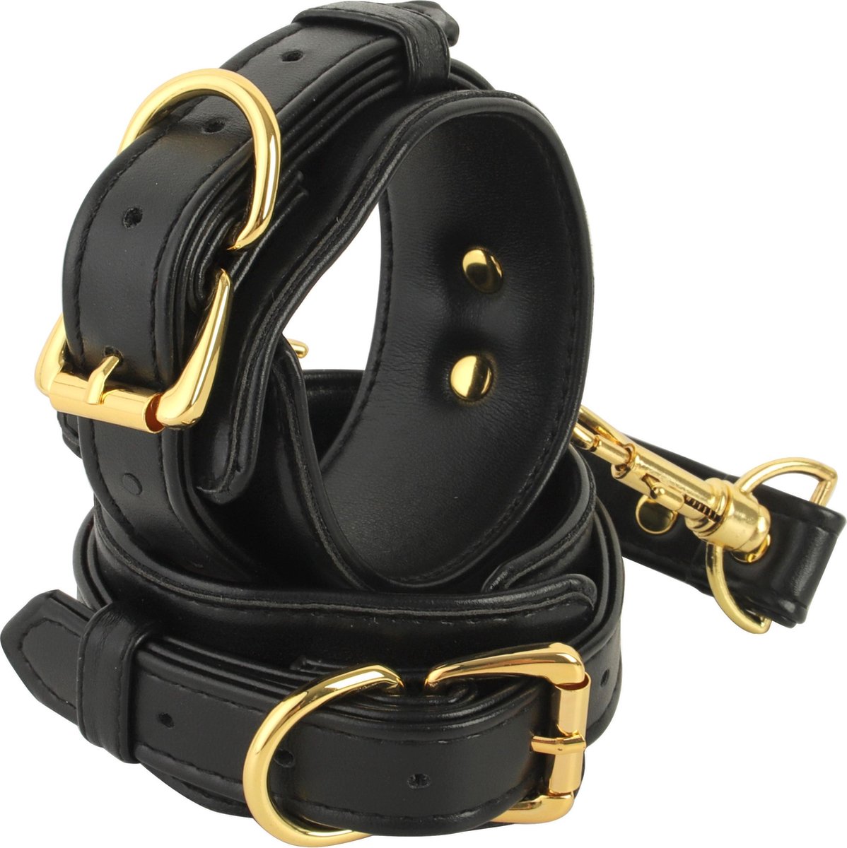 Goedkoopste Banoch | enkelboeien van pu leer | zwart / goud| bondage