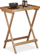 Relaxdays bijzettafel met dienblad - inklapbaar - bamboe dienbladtafel - koffietafel hout