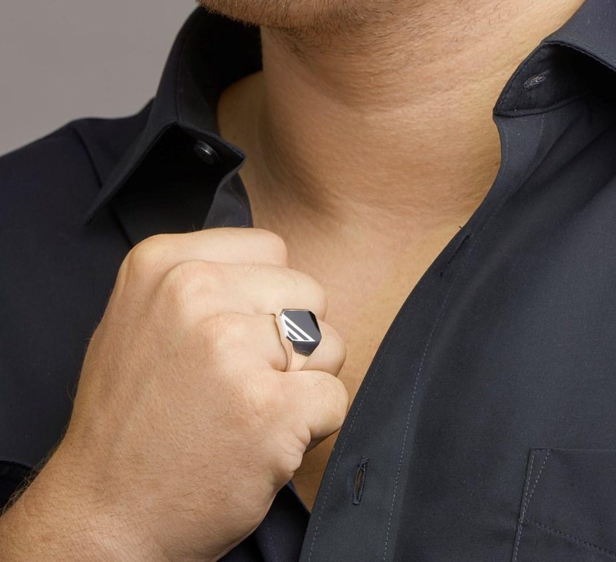 Zilveren Zegelring met onyx - PSN1013992
