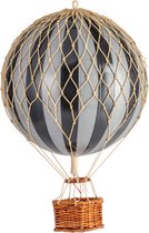Authentic Models - Luchtballon Travels Light - Luchtballon decoratie - Kinderkamer decoratie - Zilver / Zwart - Ø 18cm
