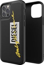 iPhone 12/12 Pro Backcase hoesje - Diesel - Effen Zwart - Kunstleer