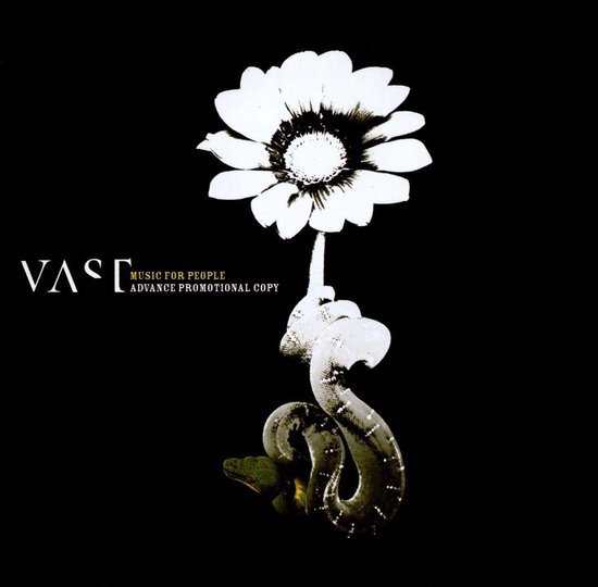 Vast Music for People - Adv. Promo. Een witte bloem, hangend aan een slang, met "Vast" en "Music for People Advance Promotional Copy" in witte letters.