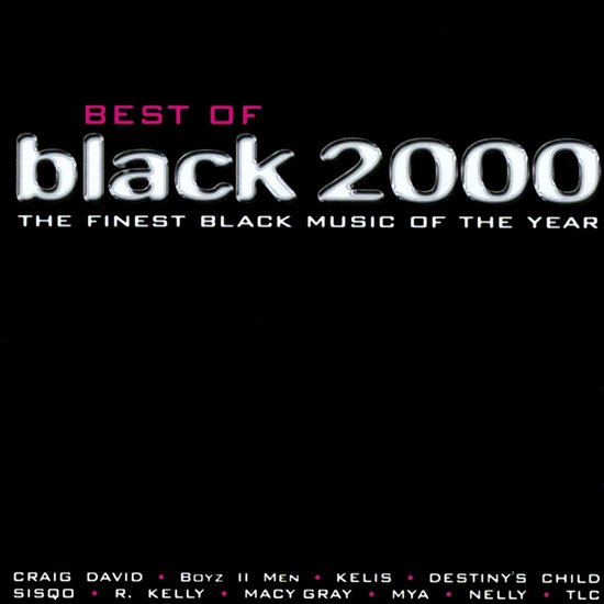 Muziekalbum Best of Black 2000 met zilverkleurige tekst op een zwarte achtergrond.