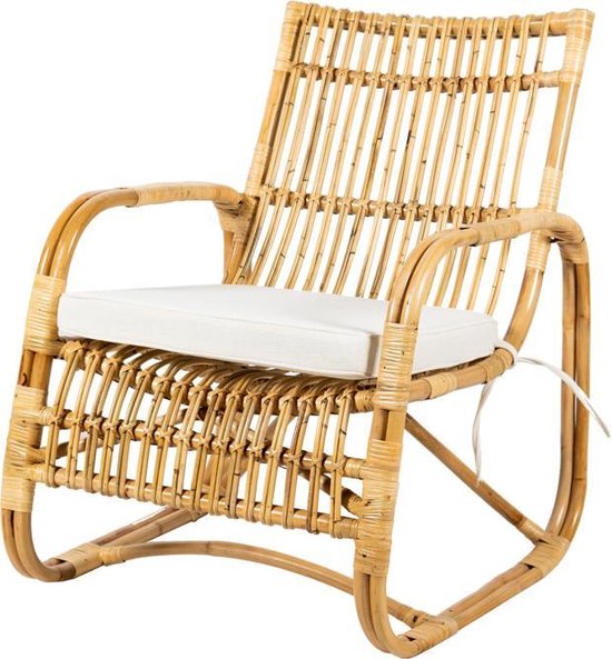 Rotan stoel naturel - met kussen - relaxstoel - chill stoel - landelijk -  72 x 64 x 87 cm | bol.com