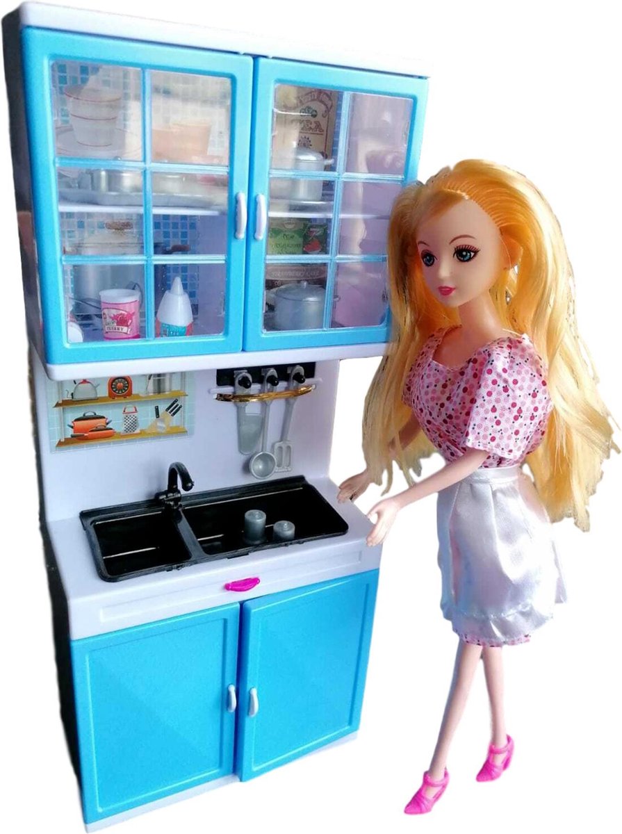 censuur Berri map Barbie Keuken Barbie Meubels - Keukentje geschikt voor Barbie - Met vele  accessoires... | bol.com