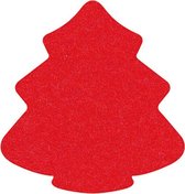 Kerstboom vilt onderzetters  - Rood - 6 stuks - 10 x 9,5 cm - Kerst onderzetter - Tafeldecoratie - Glas onderzetter - Cadeau - Woondecoratie - Tafelbescherming - Onderzetters voor