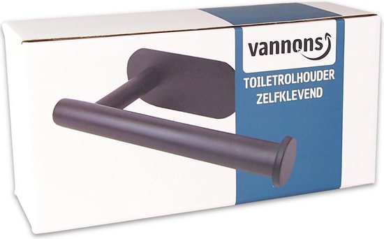 Vannons - Toiletrolhouder - WC Rolhouder Zwart zonder Boren - Zelfklevend - WC Rol Houder RVS - Zwart