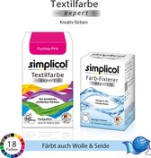 Simplicol Textielverf Expert met Color Fixer - Textielverf voor wasmachine of handwas - Fuchsia Roze