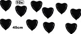 10x Folie ballon hart zwart - folie ballonnen thema feest black