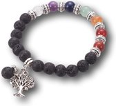 Lovv® - Armband Chakra - Lavakralen met Levensboom Hangertje