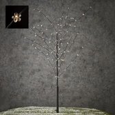 Verlichte figuren zwart lichtboom met 100 led verlichte bloemen 110 cm