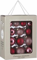 26x Glazen kerstballen rood 5-6-7 cm - Kerstboomversiering/kerstversiering kerstballen van glas