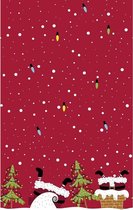 Rode kerst thema tafellakens/tafelkleden met kerstman 138 x 220 cm - Kerstdiner tafeldecoratie versieringen - Tafelversiering