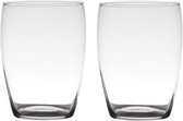 Set van 2x stuks transparante home-basics vaas/vazen van glas 20 x 14 cm - Bloemen/takken/boeketten vaas voor binnen gebruik