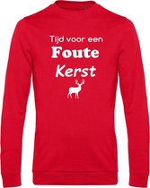 Sweater met opdruk “Tijd voor een foute kerst” Rode sweater met witte opdruk.  Een echte foute kersttrui!