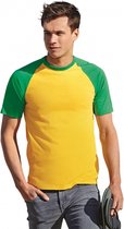 Heren baseball t-shirt geel groen M geel/groen