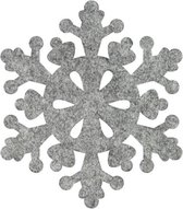 Sneeuwvlok 2 vilt onderzetters  - Gemeleerd grijs - 6 stuks - ø 9,5 cm - Kerst onderzetter - Tafeldecoratie - Glas onderzetter - Woondecoratie - Tafelbescherming - Onderzetters voo
