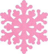 Sneeuwvlok 2 vilt onderzetters  - Roze - 6 stuks - ø 9,5 cm - Kerst onderzetter - Tafeldecoratie - Glas onderzetter - Cadeau - Woondecoratie - Tafelbescherming - Onderzetters voor
