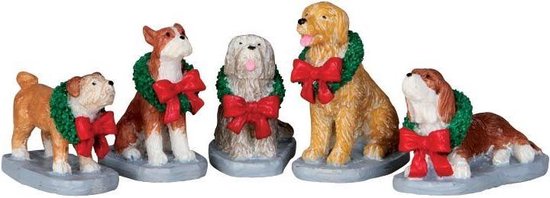 Lemax - Christmas Pooch -  Set Of 5 - Kersthuisjes & Kerstdorpen