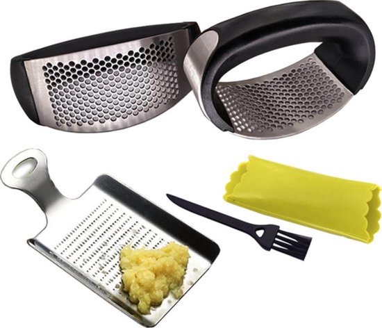 Anniup Presse-ail en acier inoxydable de qualité alimentaire avec poignée ergonomique Passe au lave-vaisselle 
