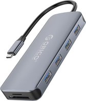 Hub Orico 11-en-1 USB-C - 4x USB 3.0, Audio, VGA, HDMI, LAN, USB-C et TF / SD - Gris Ciel