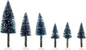 Luville - Bristle tree on log 6 pieces h18cm - Kersthuisjes & Kerstdorpen