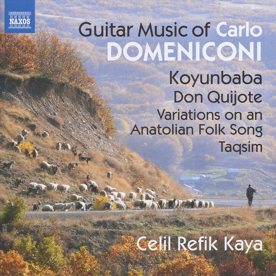 Cd-hoes met "Guitar Music of Carlo DOMENICONI", "Koyunbaba", "Don Quijote", "Variations on an Anatolian Folk Song", "Taqsim" en "Celil Refik Kaya". Bevat een kudde schapen op een heuvel.
