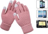 Luxe Gebreide Winter Handschoenen Met Touch Tip Gloves - Touchscreen Gloves - Voor Fiets/Scooter/Sporten/Wandelen - One-Size - Voor Heerlijk Warme Handen - Winterhandschoenen - Wol - Voor Dames - Roze