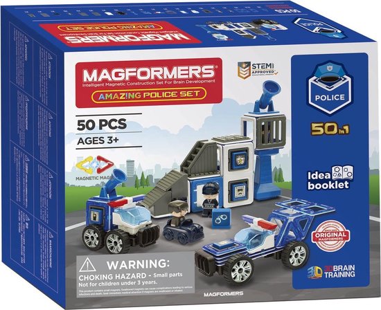 Magformers Amazing Police Set - 50 Onderdelen - Magnetische Bouwset