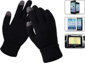 Luxe Gebreide Winter Handschoenen Met Touch Tip Gloves - Touchscreen Gloves - Voor Fiets/Scooter/Sporten/Wandelen - One-Size - Voor Heerlijk Warme Handen - Winterhandschoenen - Wol - Voor Dames - Zwart
