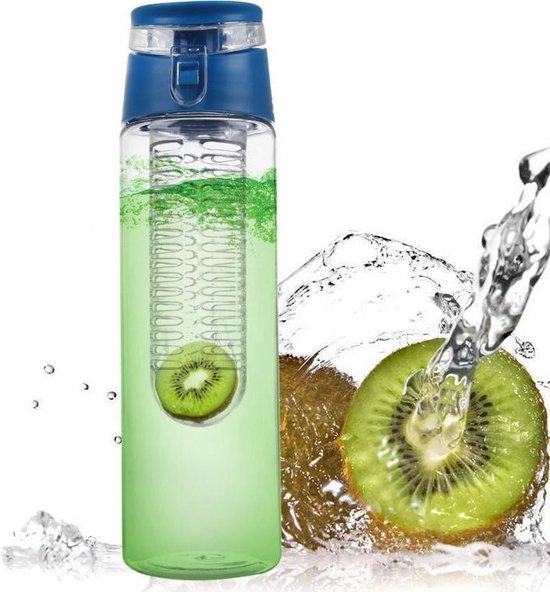 voor de helft Snel Betreffende Fruit Drinkfles XL – 800 ML – Blauw – Fruitfles – Bidon – Fruitwater – Fruit  infuser... | bol.com