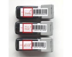 CombiCraft Stempelset 08 - Untidy-Neat work-Good - 3 stuks- 13x13cm - inktkleur rood