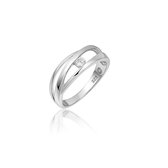 Jewels Inc. - Ring - Open gewerkt met Zirkonia Steen - 7mm Breed - Maat 58 - Gerhodineerd Zilver 925