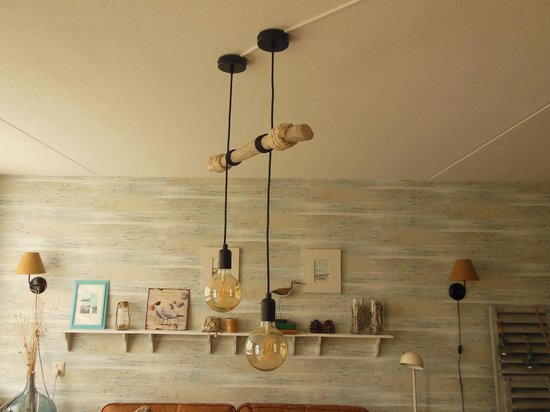 opvolger liefde Convergeren Plafond Lamp Hangend - Industrieel Design Hanglamp - Hout - 2 lichts -  Zwarte... | bol.com