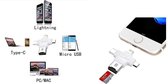 OTG Adapter All-in 1 - USB Type C - Micro USB - Lightning - Micro USB Card Reader