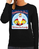 Foute Spanje Kersttrui / sweater - Christmas in Spain we know how to party - zwart voor dames - kerstkleding / kerst outfit S (36)