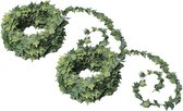 2x Mini klimop kunstplant guirlande 7,5 meter - Urban jungle - Botanisch thema decoratie slinger bruiloft/themafeest