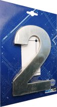 AVENUE metalen huisnummer ‘2’ - hoogte 15 cm - op afstandnokken - geborsteld RVS