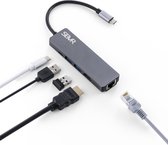 SBVR Premium 5 in 1 multifunctionele USB C - Type-C Hub naar HDMI Adapter 4K + Ethernet Adapter RJ45 1000Mbps + 2x USB 3.0 Poort + USB C PD (power delivery) + Thunderbolt 3 USB 3.0 Hub