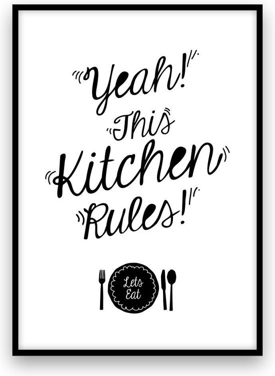 Poster This Kitchen Rules A4 Zwart wit Bol