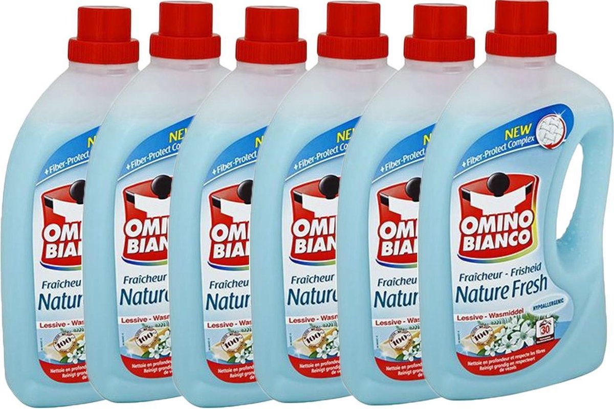 Omino Bianco Nature Fresh - 6 x 2L (180 wasbeurten) - Vloeibaar wasmiddel - Voordeelverpakking