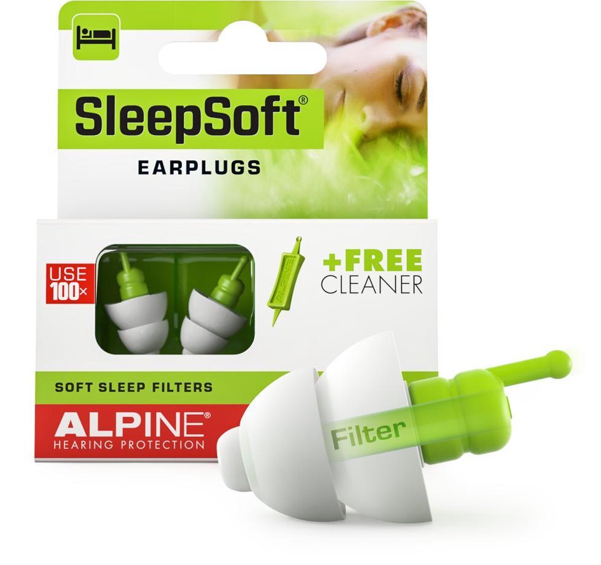Alpine SleepSoft - Slaap oordoppen - Dempt snurkgeluid - SNR 25 dB - 1 paar op De Prijzenvolger