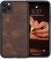 Bouletta Lederen iPhone 11 Pro Max Hoes BackCover Case - Antic Coffee