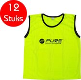 Pure2Improve - 12 stuks - voetbal hesjes - geel - maat mini's - trainings hesjes - voetbal hesje - trainingshesjes