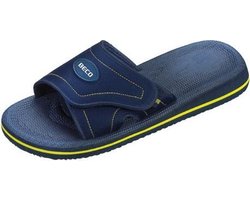 Beco Badslippers Met Klittenband Unisex Blauw/geel Maat 38