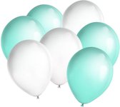 30 ballonnen Mintgroen en Wit (Ook geschikt voor Helium)