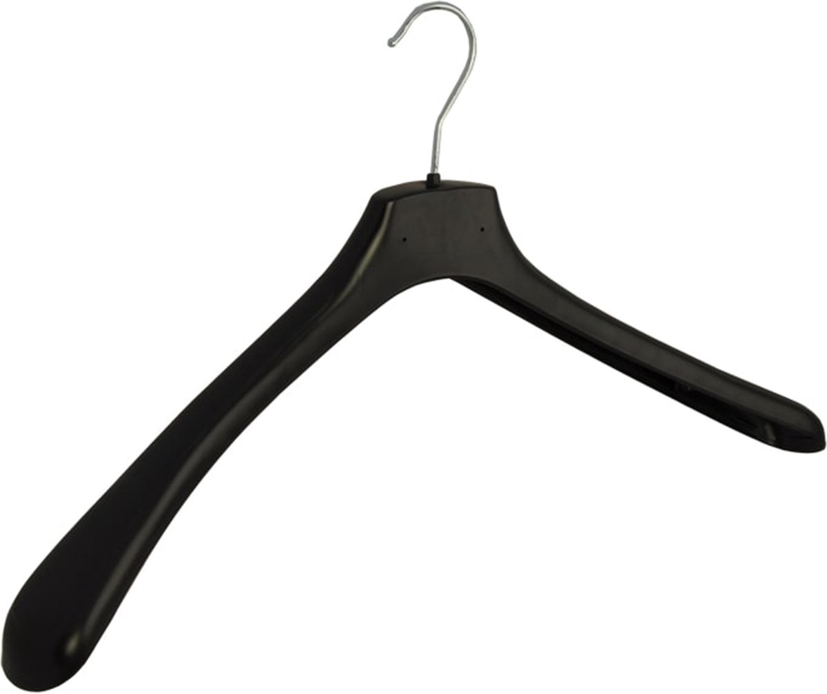 De Kledinghanger Gigant - 10 x Mantelhanger / kostuumhanger kunststof zwart met schouderverbreding, 50 cm